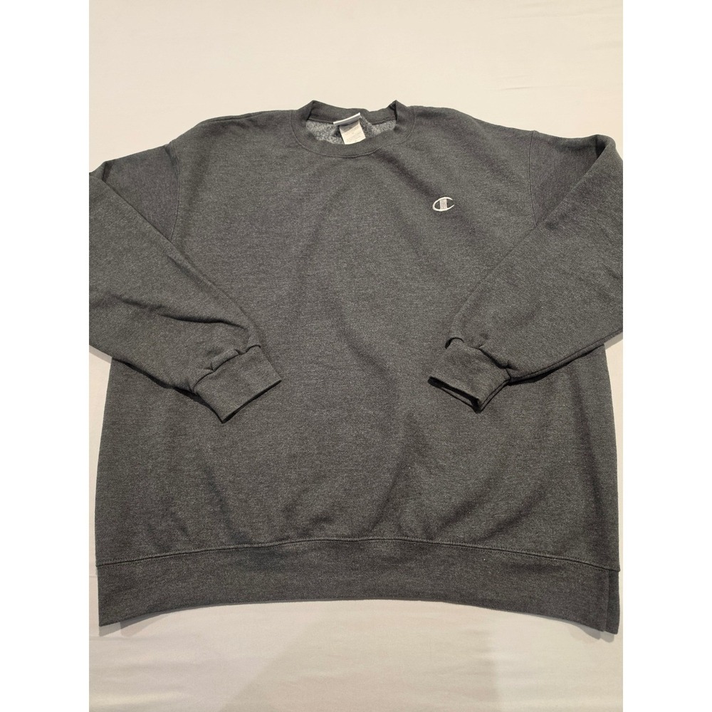 Champion Authentic Mens XL Gray Crewneck Sweatshirt Fleece Pullover Logo Heather